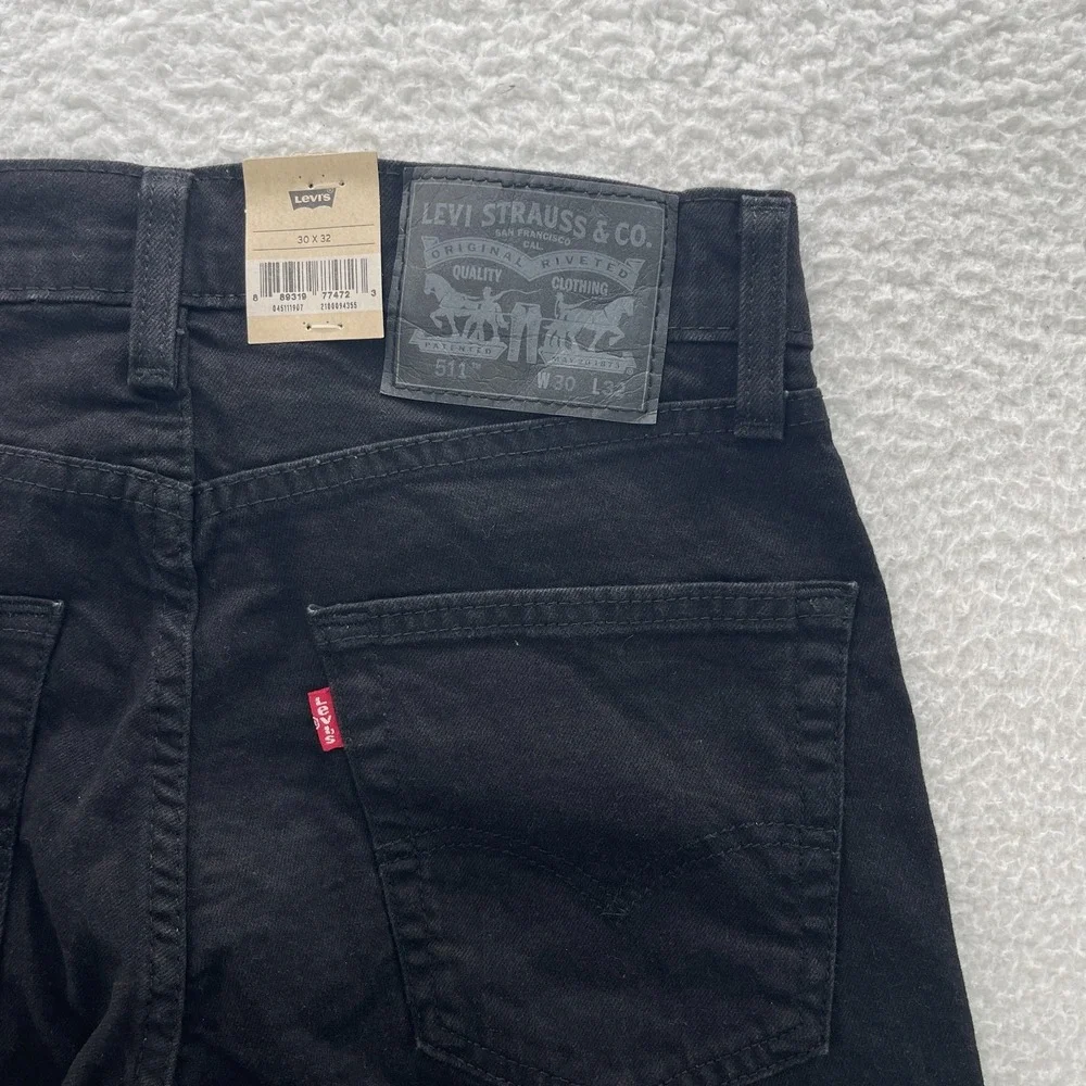 Levis Jeans Mens 30x32 Black 511 Slim Dark Wash Stretch Denim Grunge Goth Rock